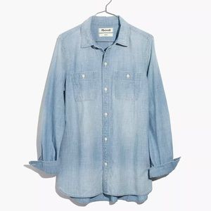 S Petite Chambray Classic ExBF Shirt in Evie Wash
